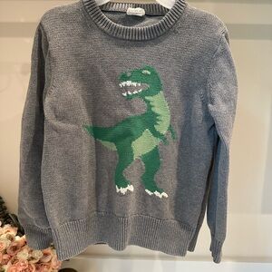 Crewcuts Gray and Green Crewneck Sweater with Dinosaur Design